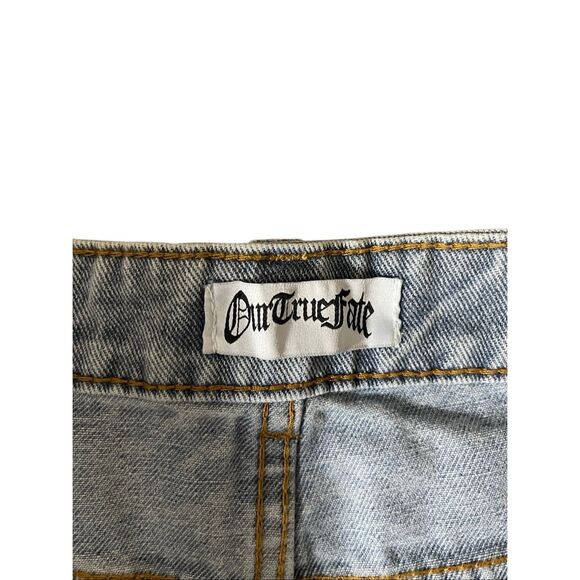 Our True Fate Denim Bermuda Shorts – Rhinestone Cross Embellished – Size L - Picture 3 of 7